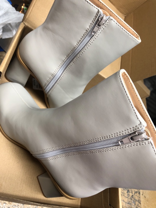 Photo 1 of Coutgo Womens Square Toe Chunky Heeled Ankle Boots Side Zip Casual Faux Leather Booties SIZE 6.5
