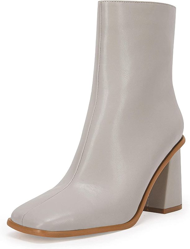 Photo 1 of Coutgo Womens Square Toe Chunky Heeled Ankle Boots Side Zip Casual Faux Leather Booties SIZE 6.5
