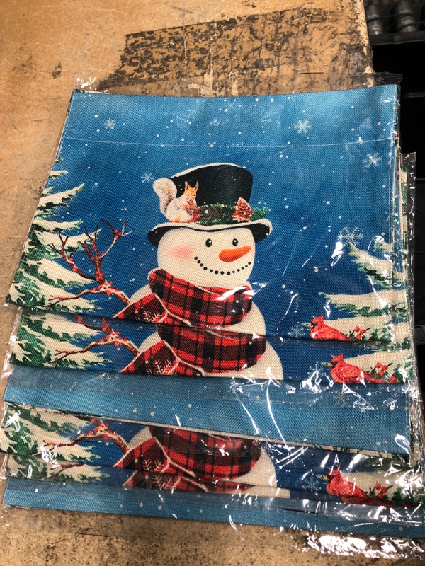 Photo 1 of 6 QTY *** pinata Snowman Christmas Garden Flag 12 X 18 Inch Double Sided Small Winter Garden Flag Red Buffalo Plaid Christmas Banner Decorative Yard Flag Burlap Seasonal Cute Holiday Flag 12x18 snowman