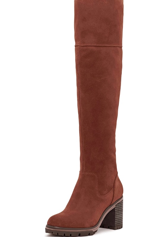 Photo 1 of Coutgo Womens Lug Sole Knee High Boots Round Toe Platform Chunky Heel Over the Knee Booties size 6