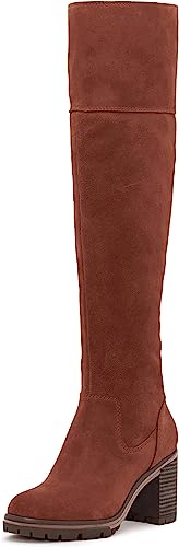 Photo 1 of size 5- Coutgo Womens Lug Sole Knee High Boots Round Toe Platform Chunky Heel Over the Knee Booties