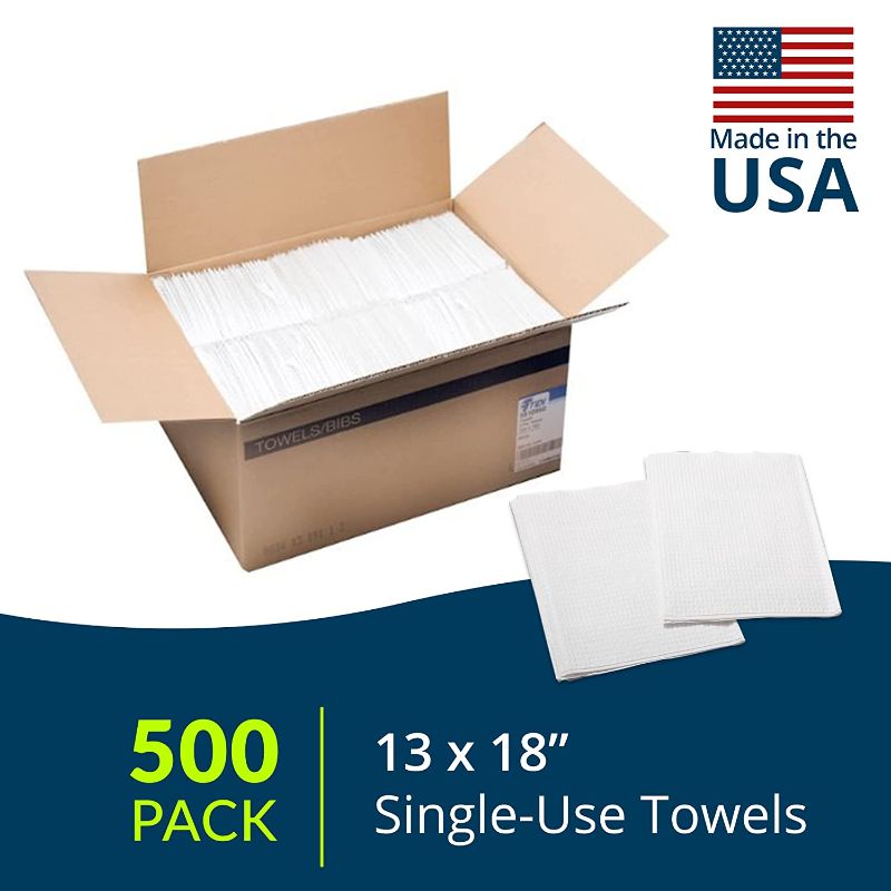 Photo 1 of  Professional Paper Towels, White, 13" x 18" (Pack of 500) - Waffle Embossed - 3-Ply Tissue – Multi-Purpose Towels & Wipes – Dental, Tattoo & Medical Supplies (1001A)