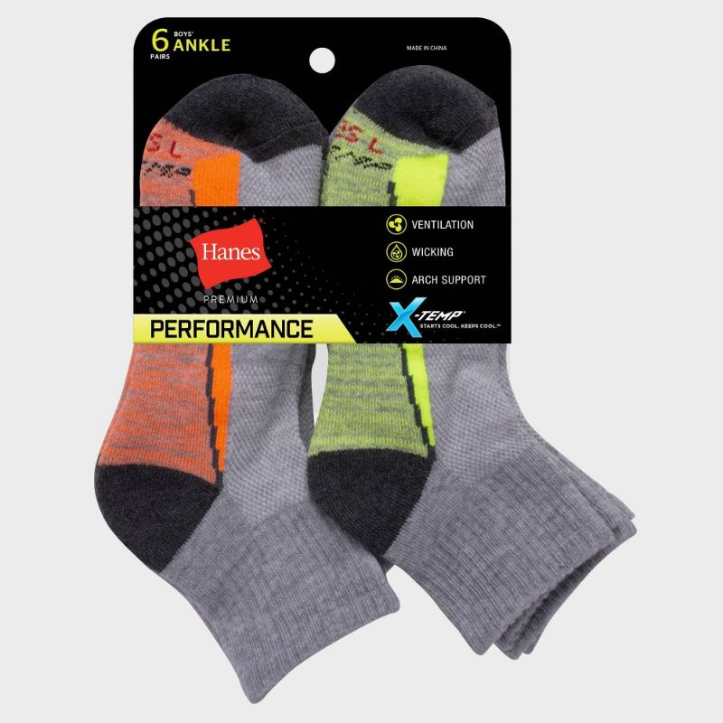 Photo 1 of Boys' Hanes Premium 6pk Anke Athetic Socks - Coors May Vary
