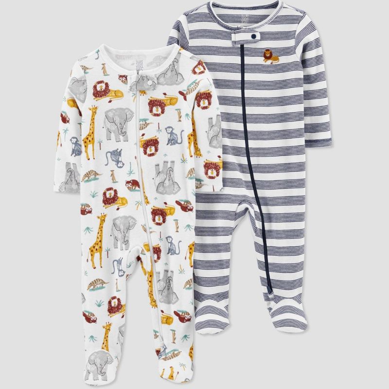 Photo 1 of Baby Boys' 2pk Striped/Safari Sleep N' Play - Just One You® Made by Carter's White/Blue
size nb