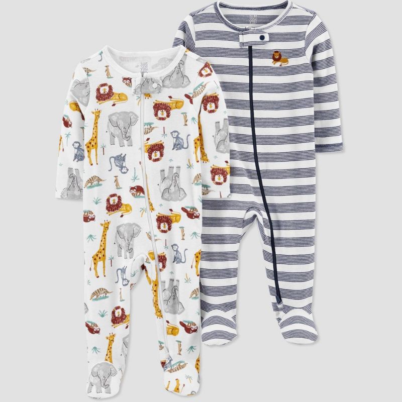 Photo 1 of Baby Boys' 2pk Striped/Safari Sleep N' Play - Just One You® Made by Carter's White/Blue
size 6m