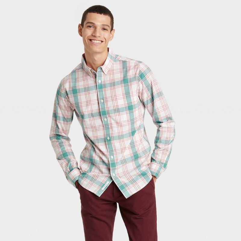 Photo 1 of Men's Plaid Slim Fit Long Sleeve Button-Down Shirt - Goodfellow & Co™s-m