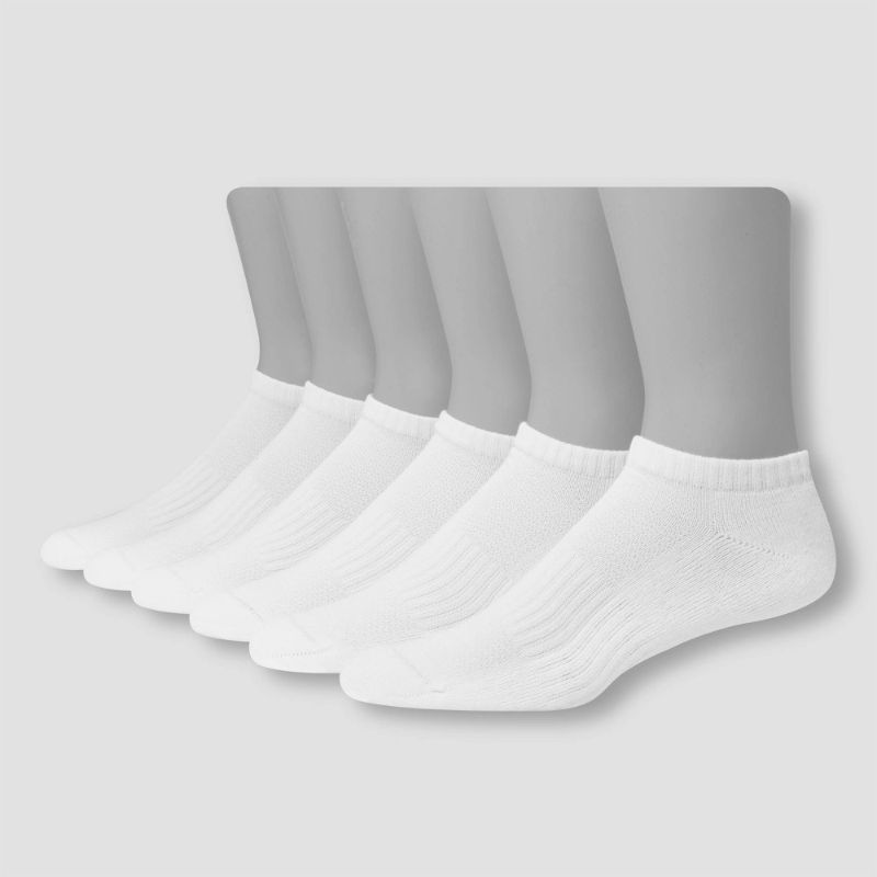Photo 1 of Hanes Men's Performance Cushioned Big & Tall Low Cut Socks, 6-Pack White 12-14
