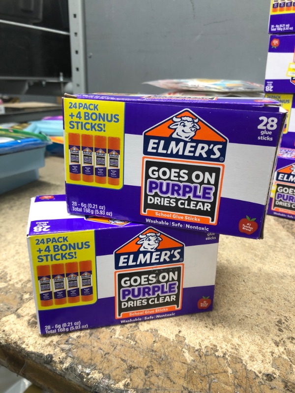 Photo 1 of Elmers 28pk Washable School Glue Sticks - Disappearing Purple - 2 pack