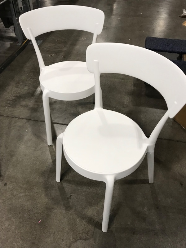 Photo 2 of Amazon Basics White, Armless Bistro Dining Chair-Set of 2, Premium Plastic
