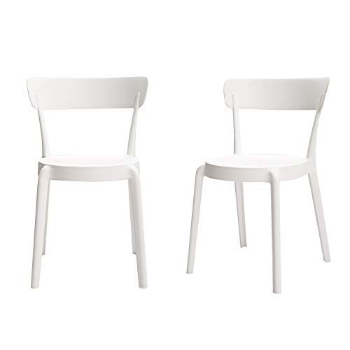 Photo 1 of Amazon Basics White, Armless Bistro Dining Chair-Set of 2, Premium Plastic
