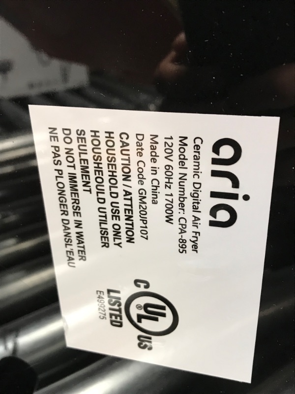 Photo 5 of (DOES NOT FUNCTION)Aria Teflon-Free 7 Qt. Premium Ceramic Air Fryer with Recipe Book, Black
**DID NOT POWER ON, CANNOT ADJUST ANYTHING**