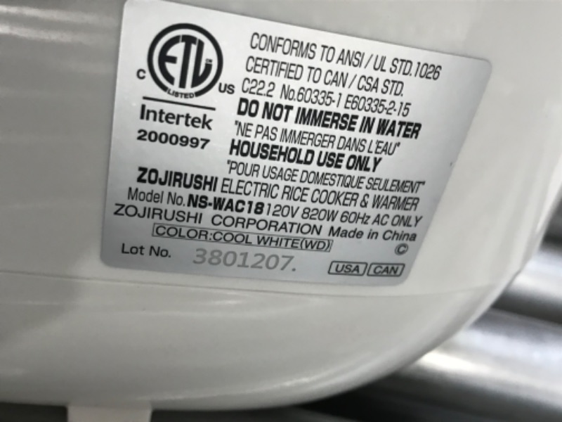 Photo 2 of (DOES NOT FUNCTION)Zojirushi NS-WAC18-WD 10-Cup (Uncooked) Micom Rice Cooker and Warmer
**SCREEN PAD DOES NOT FUNCTION**
