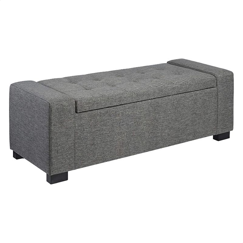 Photo 1 of Amazon Basics Rectangular Storage Ottoman Bench with Fabric Upholstery, Large - Anchor Grey
