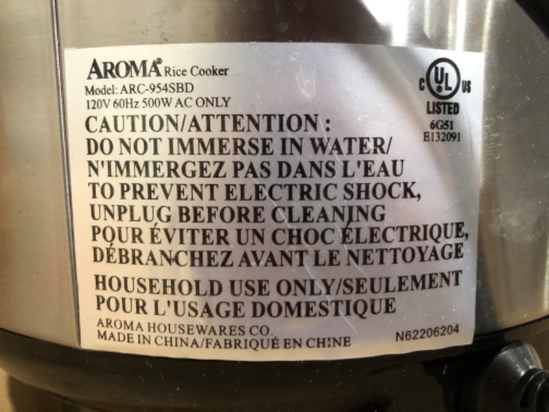 Photo 3 of (Used) Aroma Housewares ARC-954SBD Rice Cooker, 4-Cup Uncooked 2.5 Quart, Professional Version
