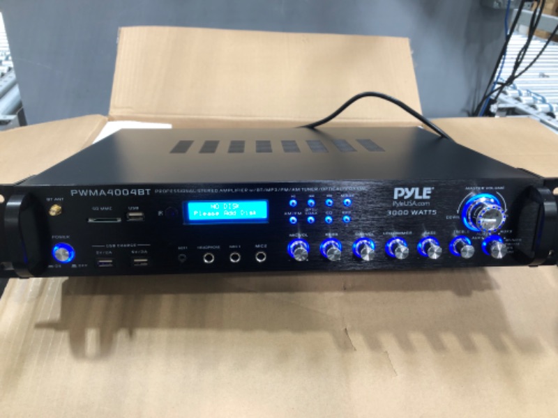 Photo 3 of Pyle PWMA4004BT Powerful 3000 Watt 4 Channel Bluetooth Hybrid Amplifier Receiver with 2 Battery Powered Handheld Microphones and Remote Control