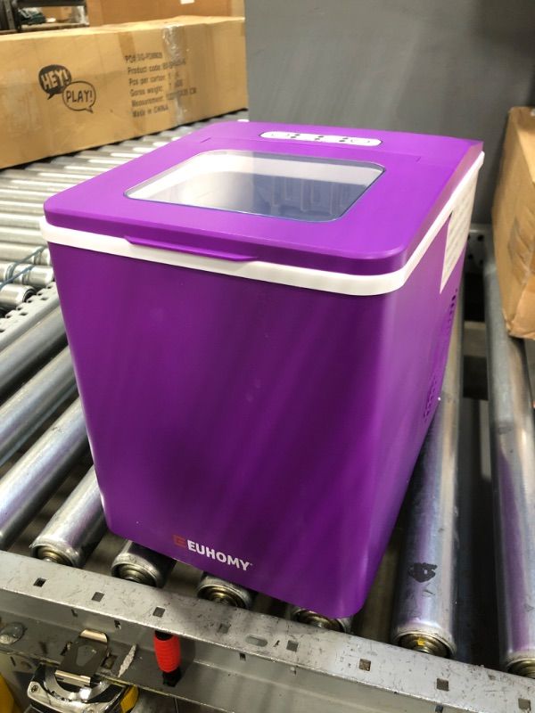 Photo 2 of Euhomy Ice Maker Machine Countertop, 26 lbs/24H, 9 Cubes Ready in 6 Mins, Self-Cleaning Electric Ice Maker Compact Potable Ice Maker with Ice Scoop and Basket. for Home/Kitchen/Camping/RV. (Purple)
