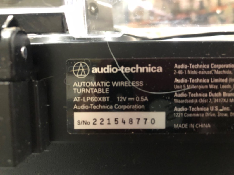 Photo 5 of ***PARTS ONLY*** Audio-Technica AT-LP60XBT-BK Fully Automatic Bluetooth Belt-Drive Stereo Turntable, Black, Hi-Fi, 2 Speed, Dust Cover, Anti-Resonance, Die-cast Aluminum Platter Black Wireless Turntable