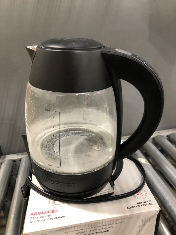 Photo 2 of (Used) Chefman Digital Electric Kettle with Rapid 3 Minute Boil Technology, Custom Steep Timer and Temperature Presets, Bonus Tea Infuser, Rust and Discoloration Proof, 1.8 Liter, Matte Black, 1500W Digital Electric Kettle Stainless Black