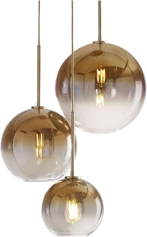 Photo 1 of (Used - Incomplete) KCO Lighting Modern 3-Pack Gold Globe Pendant Lighting Adjustable Length Lamp LED Farmhouse Light Fixtures Brass Dining Room Decor Hanging Light for Bedroom Kitchen Island Entryway
