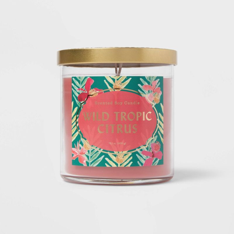 Photo 1 of 15.1oz Lidded Glass Jar 2-Wick Wild Tropic Citrus Candle - Opalhouse™
4 pack 