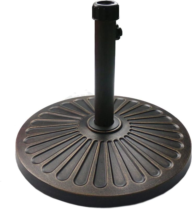 Photo 1 of  30.2-lbs Heavy Duty Round Antiqued Umbrella Base for Patio, Outdoor - Bronze
