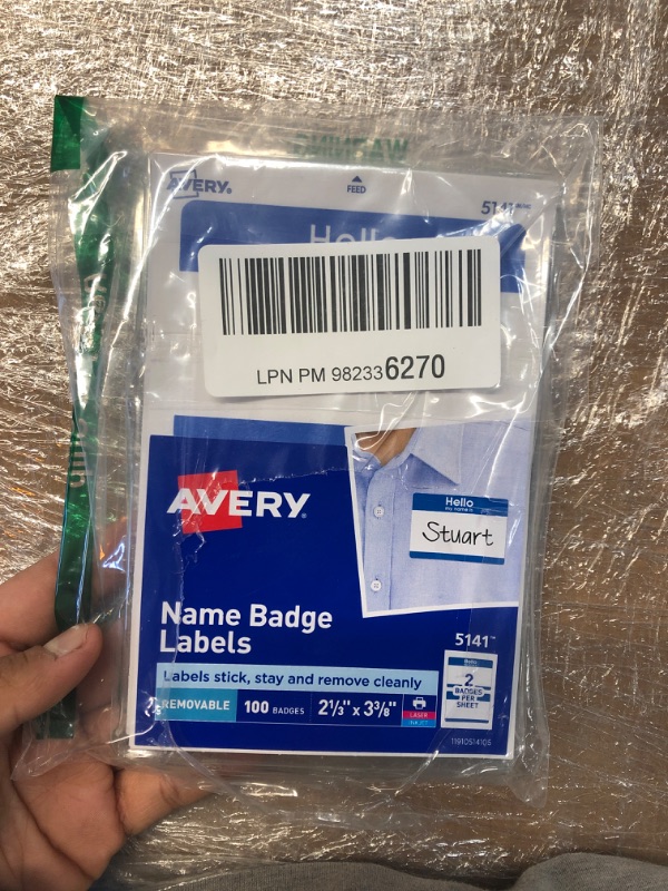 Photo 2 of Avery Print/Write Self-Adhesive Name Badges, Blue, 100/Pack