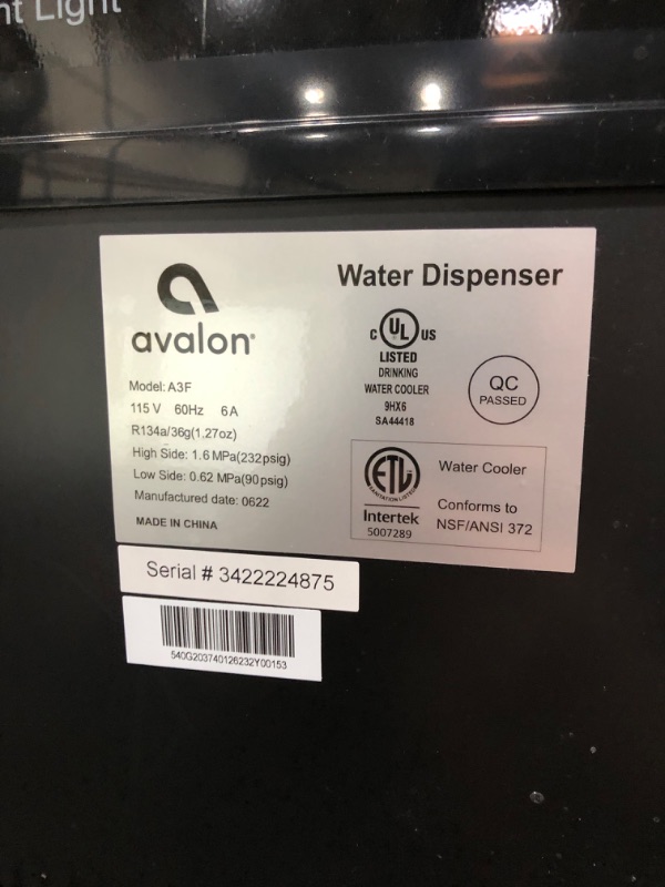 Photo 3 of Avalon Bottom-Loading Water Cooler/Dispenser, 41"H X 12"W X 13"D, Silver
