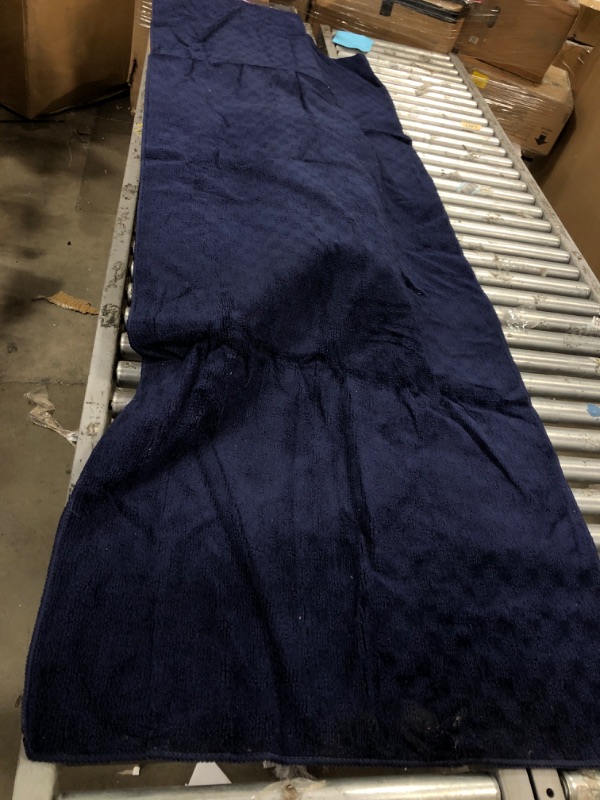 Photo 1 of 8'x2'10" Navy Checkered Runner Rug 