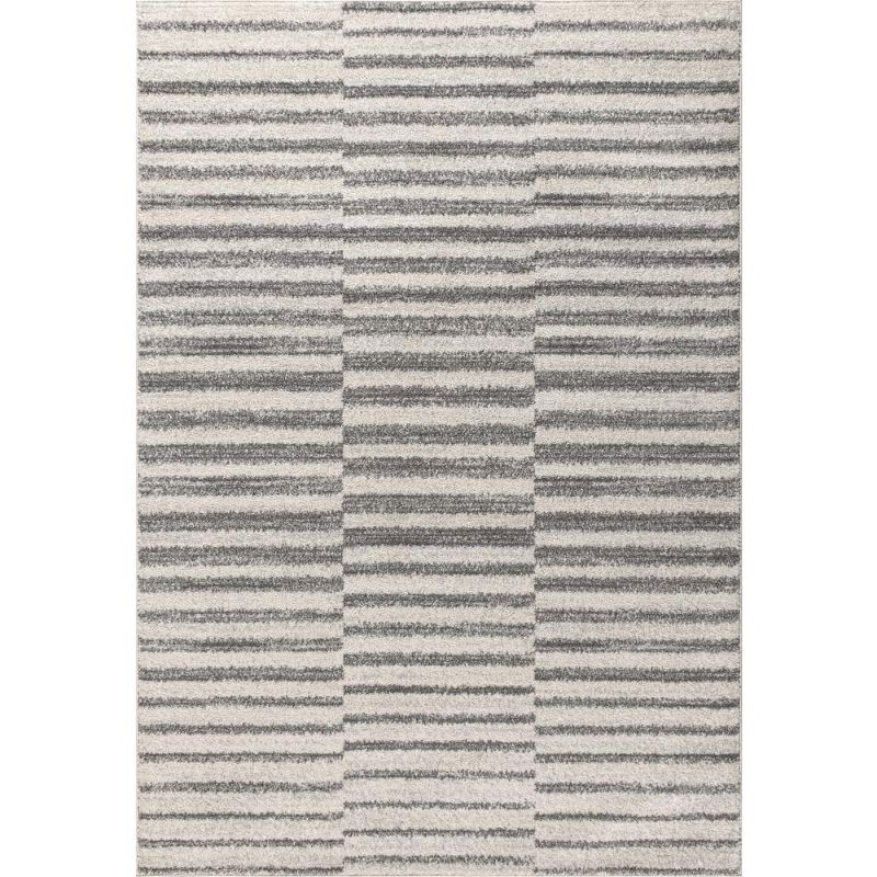 Photo 1 of 5 X8 Lyla Offset Stripe Area Rug Gray/Cream - JONATHAN Y
