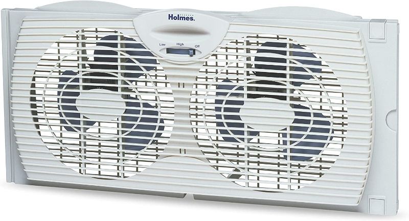 Photo 1 of Holmes Window Fan with Twin 6-Inch Reversible Airflow Blades, White
