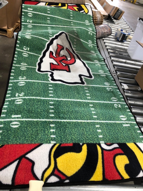 Photo 2 of 30" x 72" Green and Yellow NFL Kansas City Chiefs Football Field Area Rug Runner
