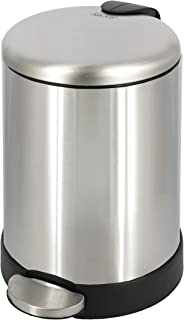 Photo 1 of (DENTED) Glad Small Trash Can, 1.2 Gallon | Round Stainless Steel Garbage Bin with Soft Close Lid & Step Foot Pedal