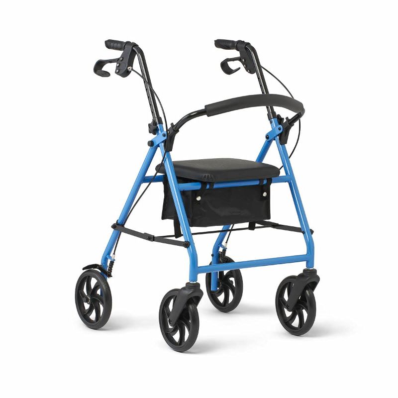 Photo 1 of 
Medline Standard Steel Folding Rollator Adult Walker with 8" Wheels, Supports up to 350 lbs, Light Blue