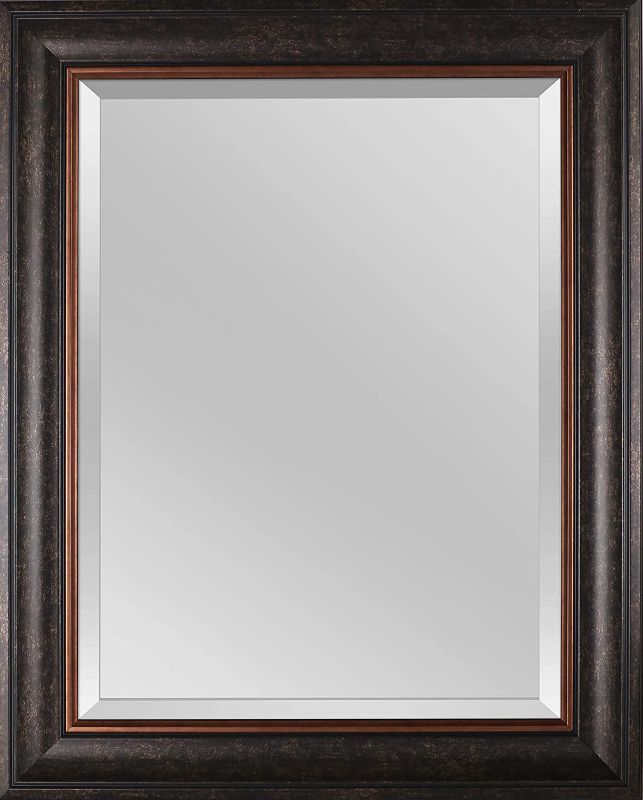 Photo 1 of Mirrorize Rectangular Framed Beveled Wall Mirror, 24" x 30", Brown Bronze Finish
