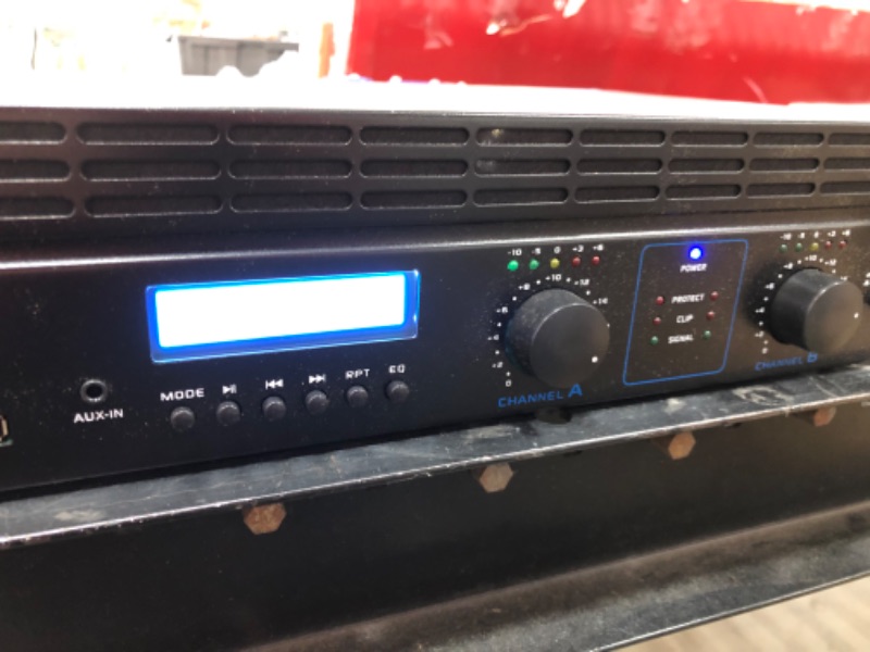 Photo 2 of 2-Channel Bluetooth Power Amplifier - 2000W Bridgeable Rack Mount Pro Audio Sound Wireless Home Stereo Receiver w/TRS XLR Input, LCD, Bridge Mode, Cooling Fan - Entertainment Speaker System - Pyle
