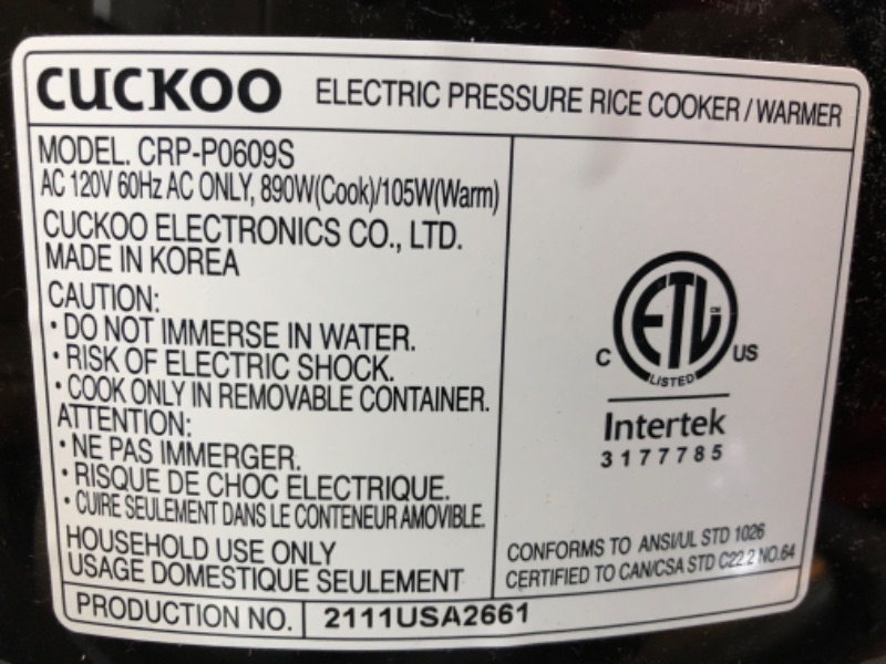 Photo 2 of **** TESTED ****
CUCKOO CRP-P0609S | 6-Cup (Uncooked) Pressure Rice Cooker | 12 Menu Options: Quinoa, Nu Rung Ji, GABA/Brown Rice & More, Made in Korea | Black/Copper
