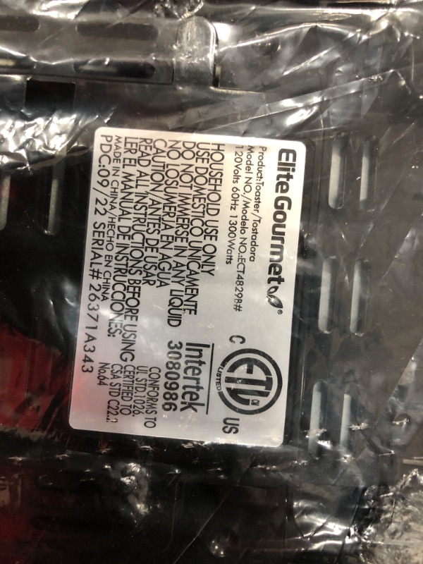 Photo 3 of Elite Gourmet ECT4829B Long Slot 4 Slice Toaster, 6 Toast Settings Toaster Defrost, Reheat, Cancel Functions, Slide Out Crumb Tray, Extra Wide Slots for Bagels Waffles, Black
