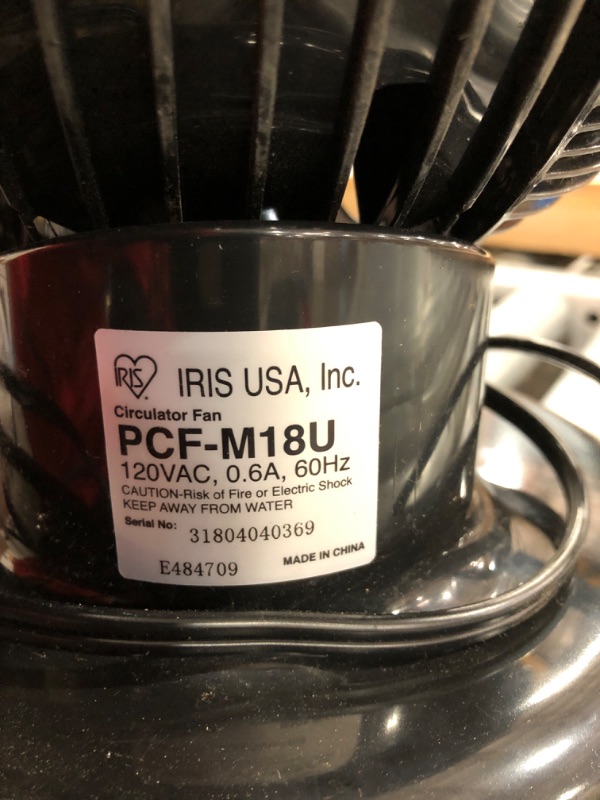 Photo 3 of **** USED DOES NOT FUNCTION PARTS ONLY ****
IRIS USA WOOZOO Oscillating Fan, Vortex Fan, Air Circulation, 3 Speed Settings, 6 Tilting Head Settings, 74ft Max Air Distance, Large, Black
