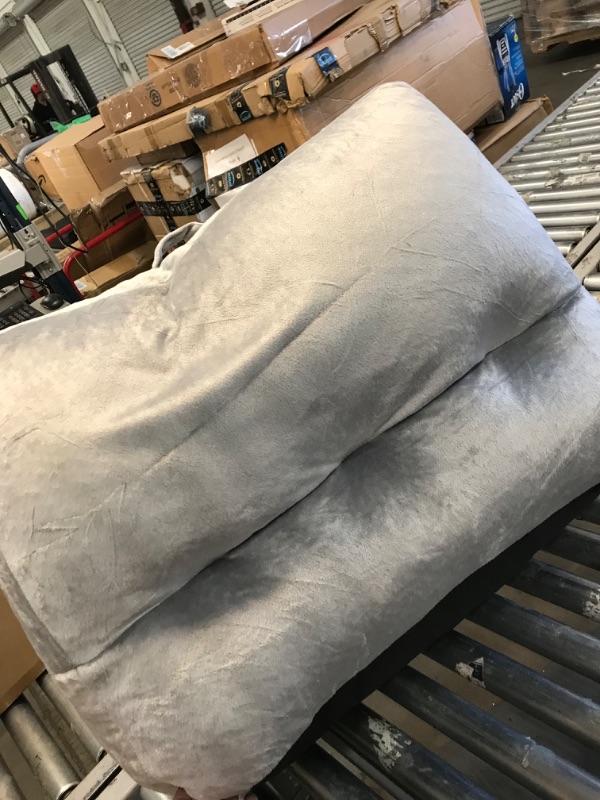 Photo 1 of Heritage Kids Micromink Bean Bag Chair with Piping Carry Handle, Grey