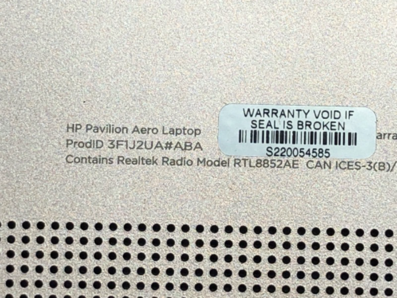 Photo 12 of NEEDS PROFESSIONAL REPAIR UNABLE TO VERIFY INTERNAL HARDWARE

HP Pavilion Aero Laptop 13-BE0013DX 13.3" WUXGA AMD Ryzen 5 5600U, AMD Radeon Graphics, 16GB DDR4 RAM, 512GB SSD Storage, Windows 11 Home, Pale Rose (Renewed)