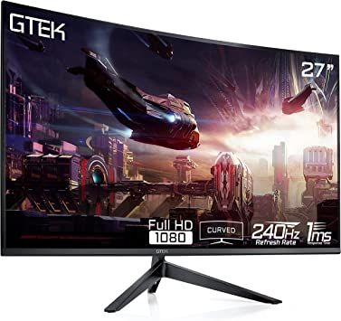 Photo 1 of GTEK 240Hz Gaming Monitor, 27 Inch Frameless Display Full HD 1920 x 1080P, Curved 1800R, VA 1ms MPRT, FreeSync, Speakers, DisplayPort/HDMI, VESA - F2740C