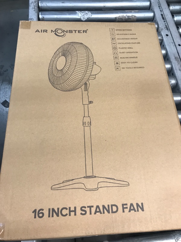 Photo 1 of *** NEW ***
Air Monster 16" Stand Fan with Plastic Grill, Oscillating Pedestal Fan, 3 Speed, Adjustable Height and Angle, Indoor Home and Office use, Black Stand Up Fan
