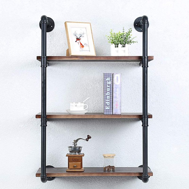 Photo 1 of **OPENED**
Industrial Pipe Shelving Wall Mounted,24in Rustic Metal Floating Shelves,Steampunk Real Wood Book Shelves,Wall Shelf Unit Bookshelf Hanging Wall Shelves,Farmhouse Kitchen Bar Shelving(3 Tier)9.8"D x 24"W x 31.5"H

