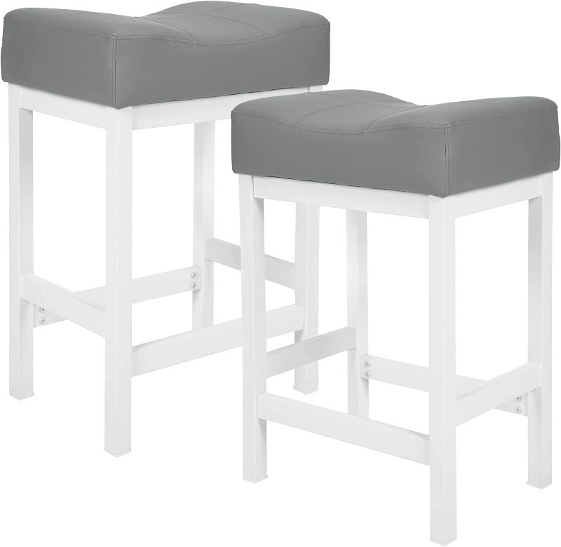 Photo 1 of 
PHOTO DOES NOT REPRESENT ITEM****Bar Stool Set of 1-Counter Height Stools - 24 Inch Saddle Stool - BRUSHED NICKLE - Metal Base, 