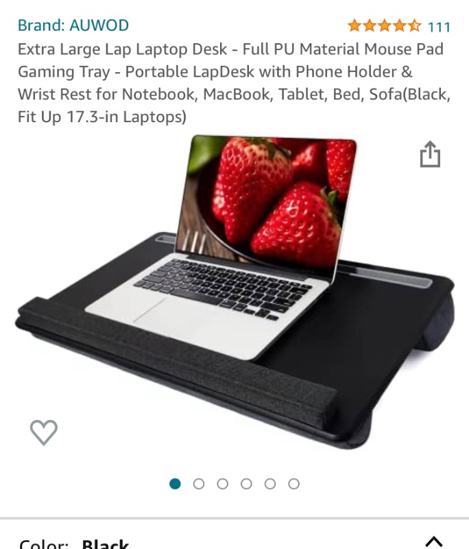 Photo 1 of xtra Large Lap Laptop Desk - Full PU Material Mouse Pad Gaming Tray - Portable LapDesk with Phone Holder & Wrist Rest for Notebook, MacBook, Tablet, Bed, Sofa(Black, 