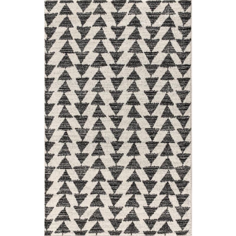 Photo 1 of 4 X6 Aisha Moroccan Triangle Geometric Area Rug Cream/Black -**USED-NEEDS CLEANING**
