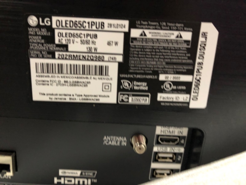 Photo 5 of (DAMAGED BACK; MISSING ADAPTER/WALL MOUNT/CABLES) LG OLED65C1PUB 65 Inch 4K Smart OLED TV with AI ThinQ Bundle 