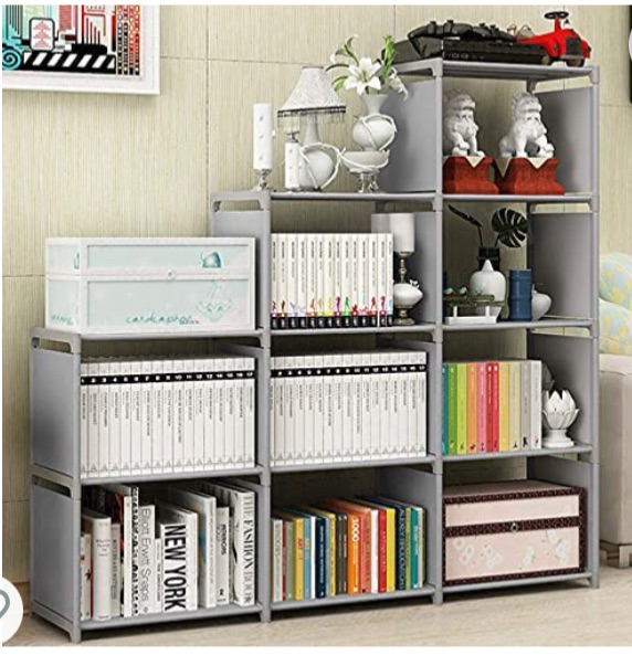 Photo 1 of Angotrade Jaketen Bookshelf 9-Cubes Book Shelf Office Storage Shelf Plastic Storage Cabinet (Grey)