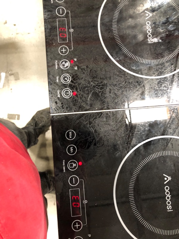 Photo 1 of (NON FUNCTIONING POWER PANEL****Aobosi Double Induction Cooktop,Portable Induction Cooker with 2 Burner Independent Control,Ultrathin Body,10 Temperature,1800W-Multiple Power Levels,4 Hour Timer,Safety Lock