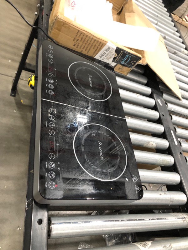 Photo 2 of (NON FUNCTIONING POWER PANEL****Aobosi Double Induction Cooktop,Portable Induction Cooker with 2 Burner Independent Control,Ultrathin Body,10 Temperature,1800W-Multiple Power Levels,4 Hour Timer,Safety Lock